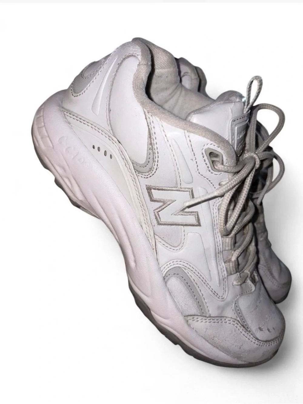 New Balance White Leather Athletic Sneakers